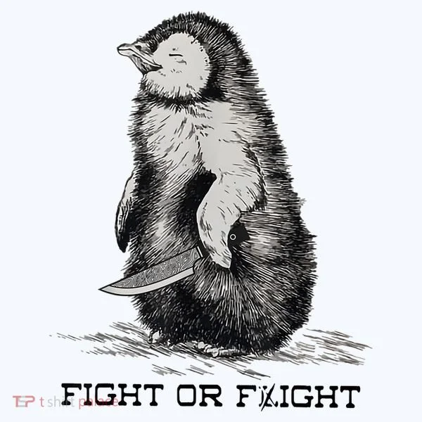 Fight Or Flight Funny Penguin Pun Meme Women's Hoodie