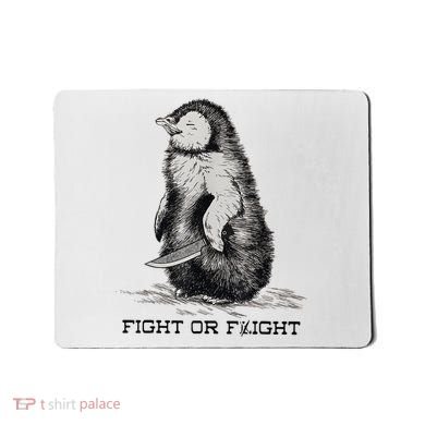 Fight Or Flight Funny Penguin Pun Meme Mousepad
