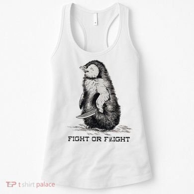 Fight Or Flight Funny Penguin Pun Meme Women's Tank Top