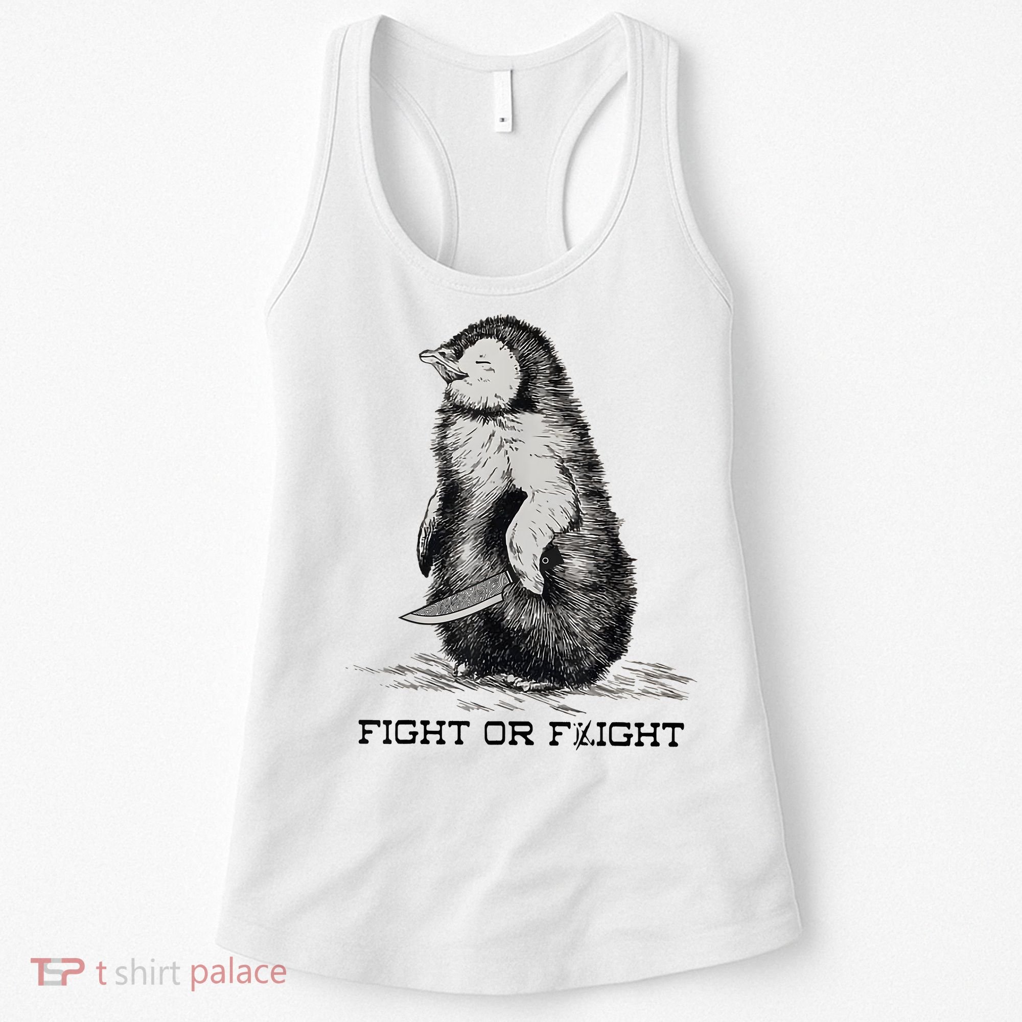 Fight Or Flight Funny Penguin Pun Meme Women's Tank Top