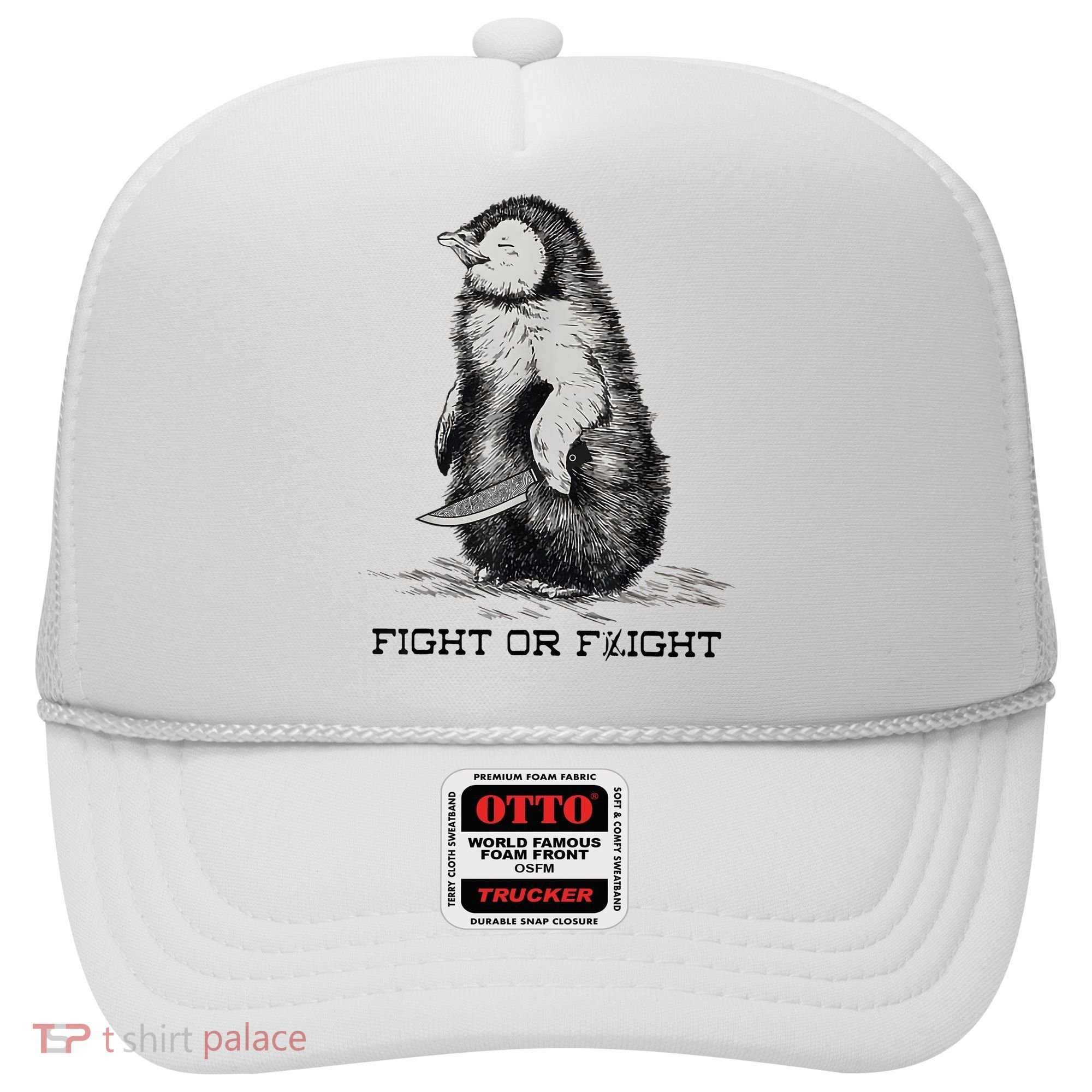 Fight Or Flight Funny Penguin Pun Meme Hat