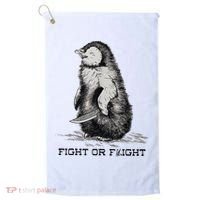 Fight Or Flight Funny Penguin Pun Meme Golf Towel thumb 0