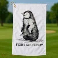 Fight Or Flight Funny Penguin Pun Meme Golf Towel thumb 1
