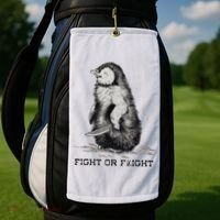 Fight Or Flight Funny Penguin Pun Meme Golf Towel thumb 2