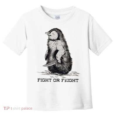 Fight Or Flight Funny Penguin Pun Meme Toddler T-Shirt