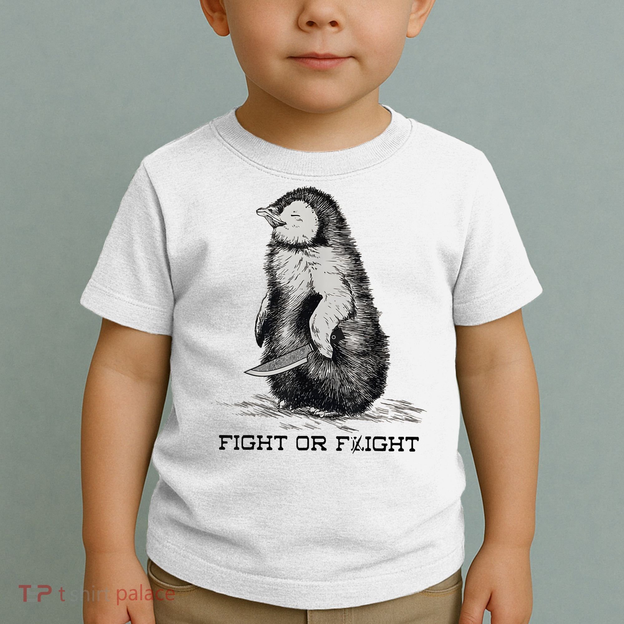 Fight Or Flight Funny Penguin Pun Meme Toddler T-Shirt