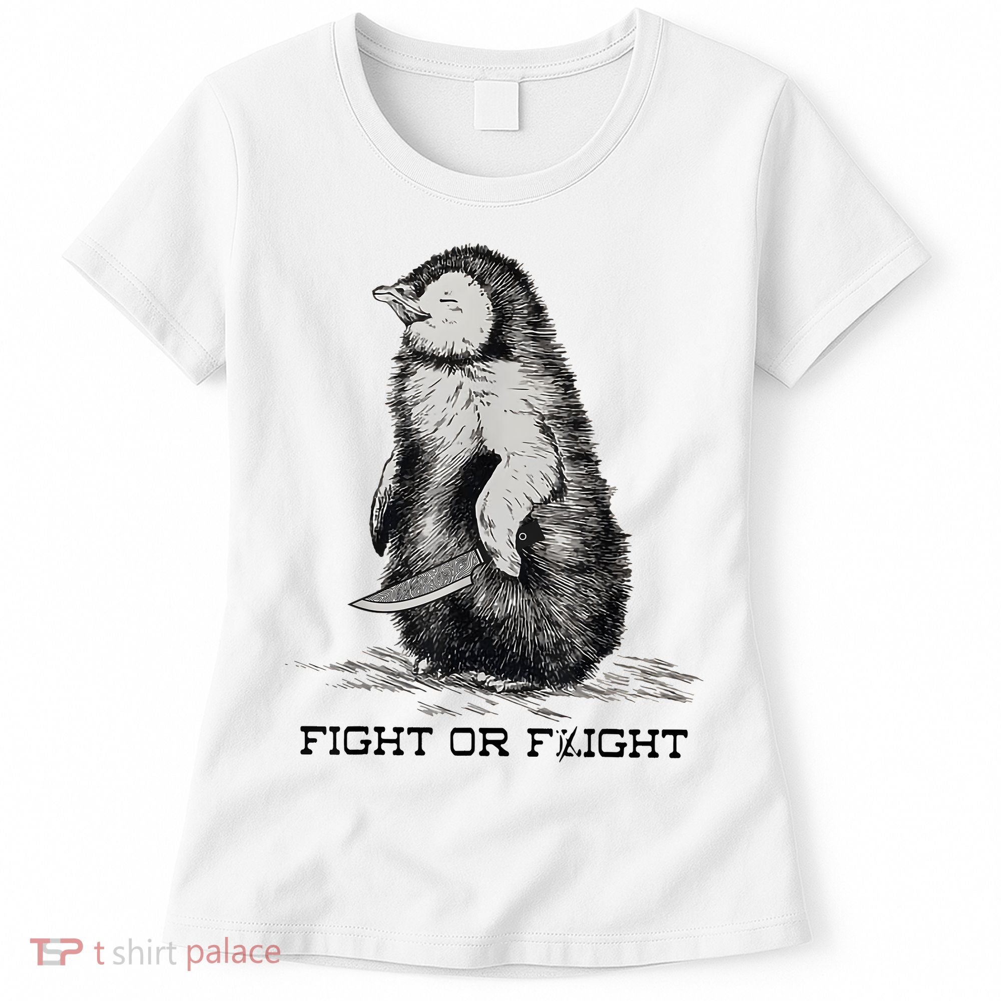 Fight Or Flight Funny Penguin Pun Meme Women's T-Shirt