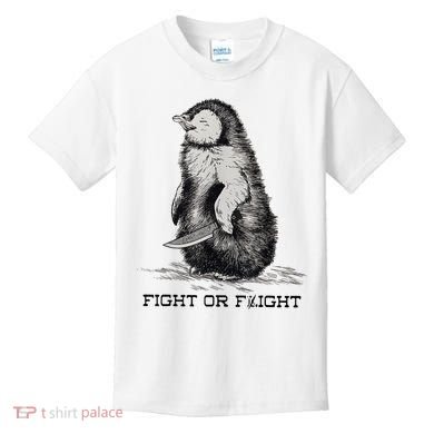 Fight Or Flight Funny Penguin Pun Meme Kids T-Shirt