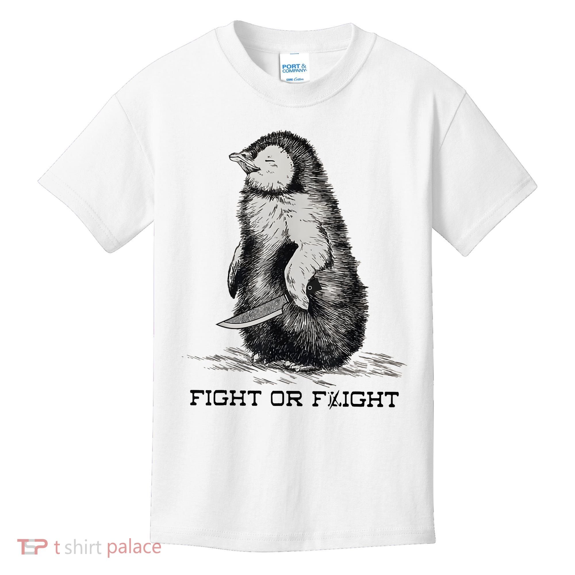 Fight Or Flight Funny Penguin Pun Meme Kids T-Shirt
