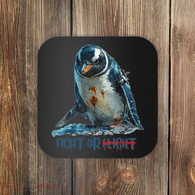 Fight Or Flight Funny Penguin Quote Coaster