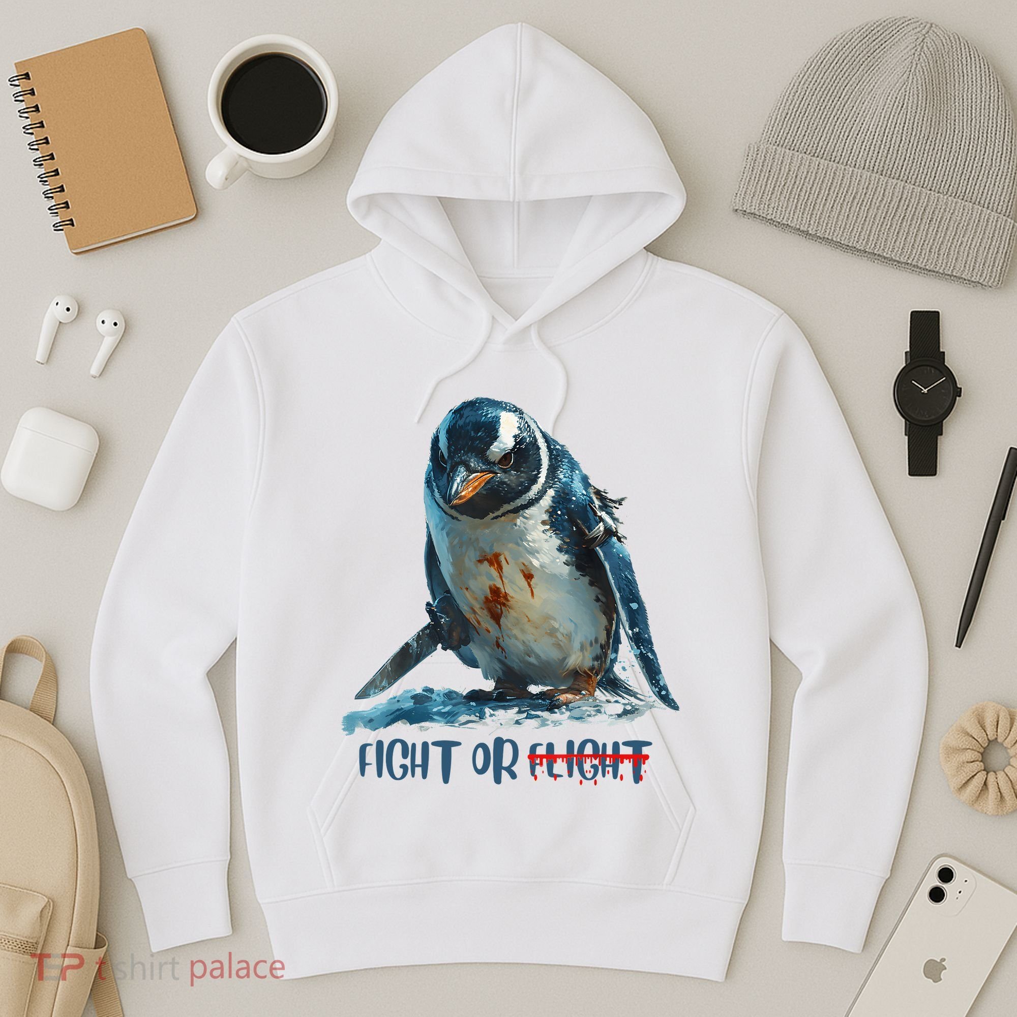 Fight Or Flight Funny Penguin Quote Hoodie