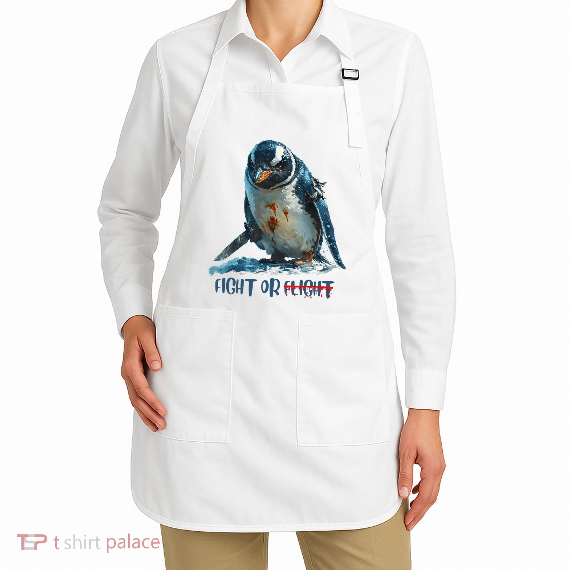 Fight Or Flight Funny Penguin Quote Apron