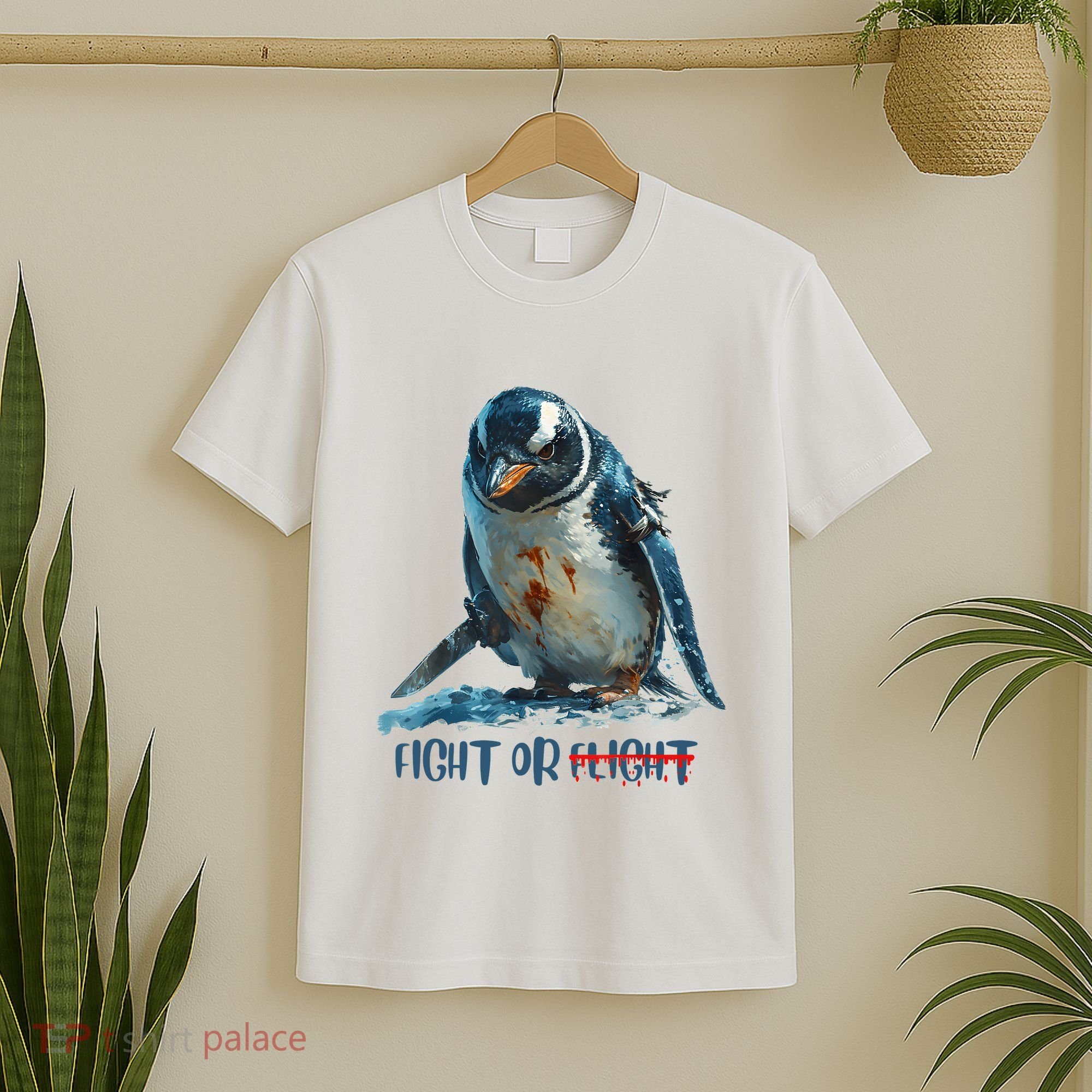 Fight Or Flight Funny Penguin Quote T-Shirt