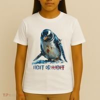 Fight Or Flight Funny Penguin Quote T-Shirt thumb 4