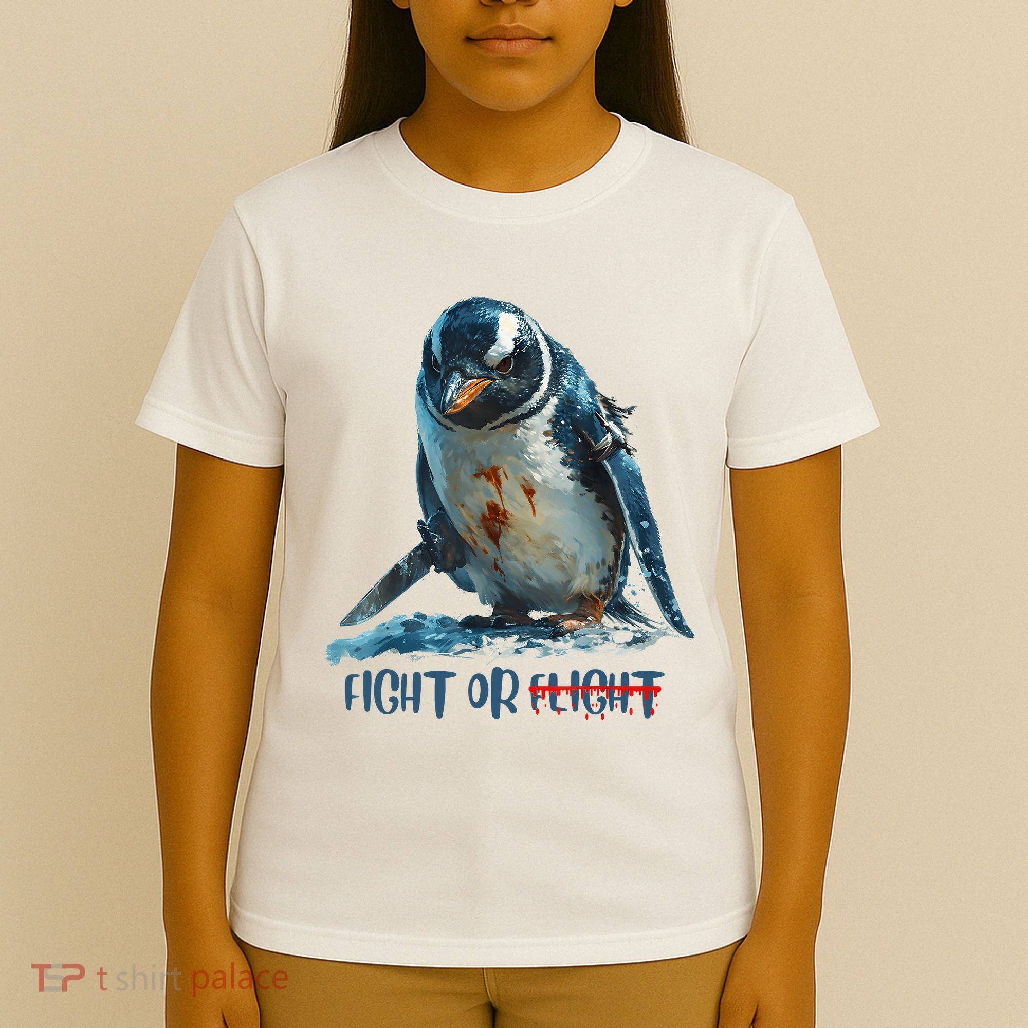 Fight Or Flight Funny Penguin Quote T-Shirt