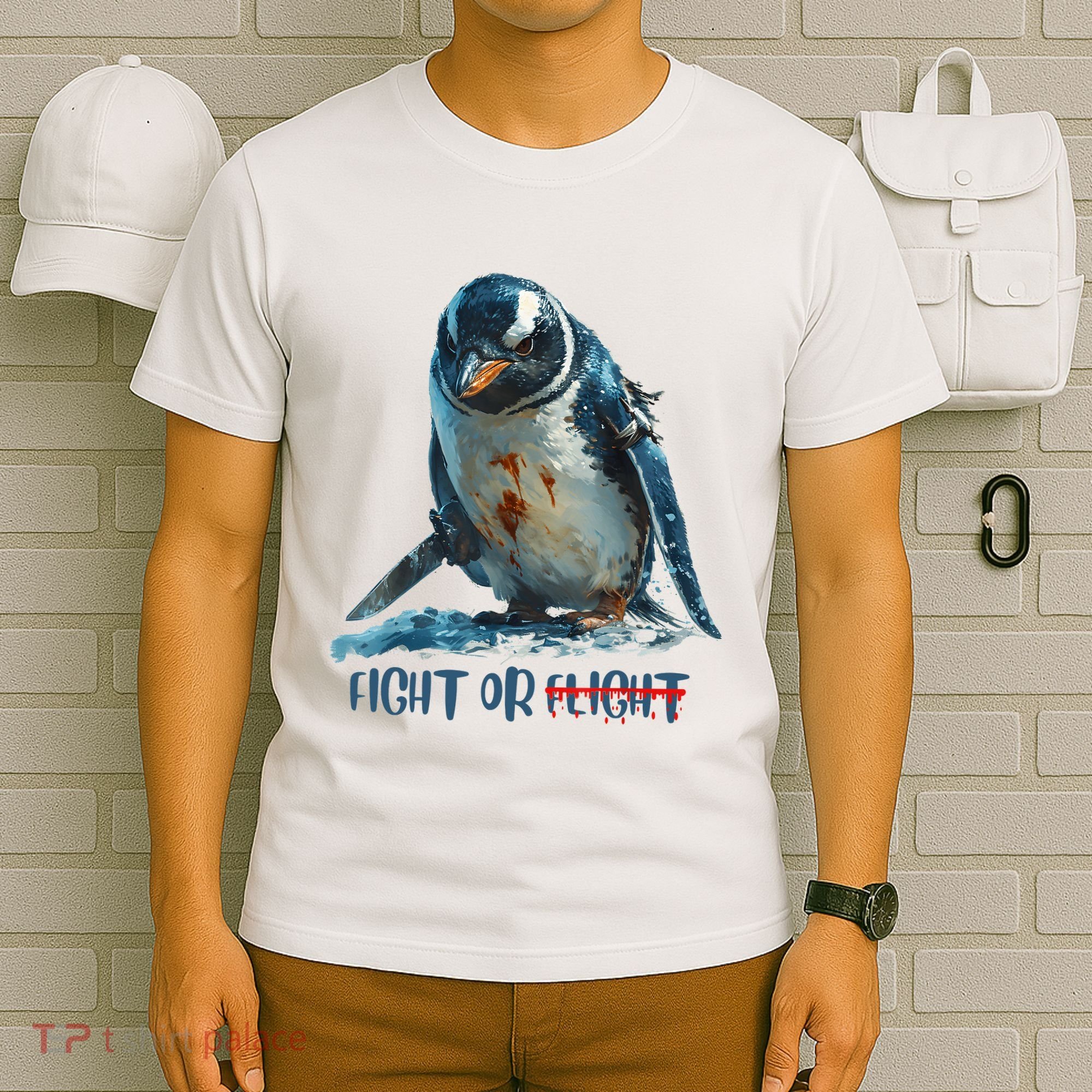 Fight Or Flight Funny Penguin Quote T-Shirt