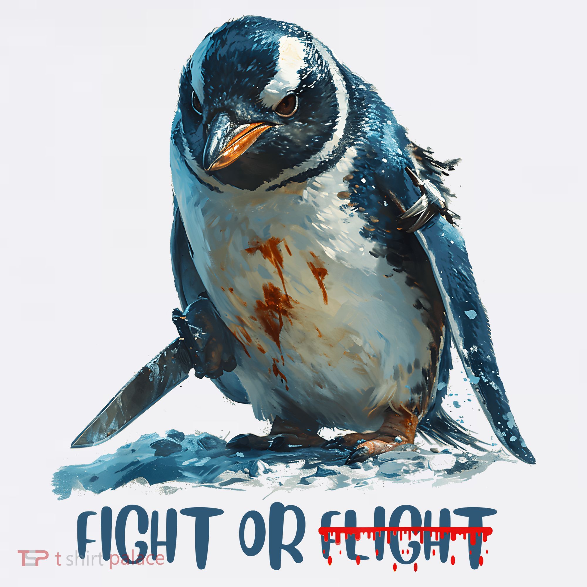 Fight Or Flight Funny Penguin Quote T-Shirt
