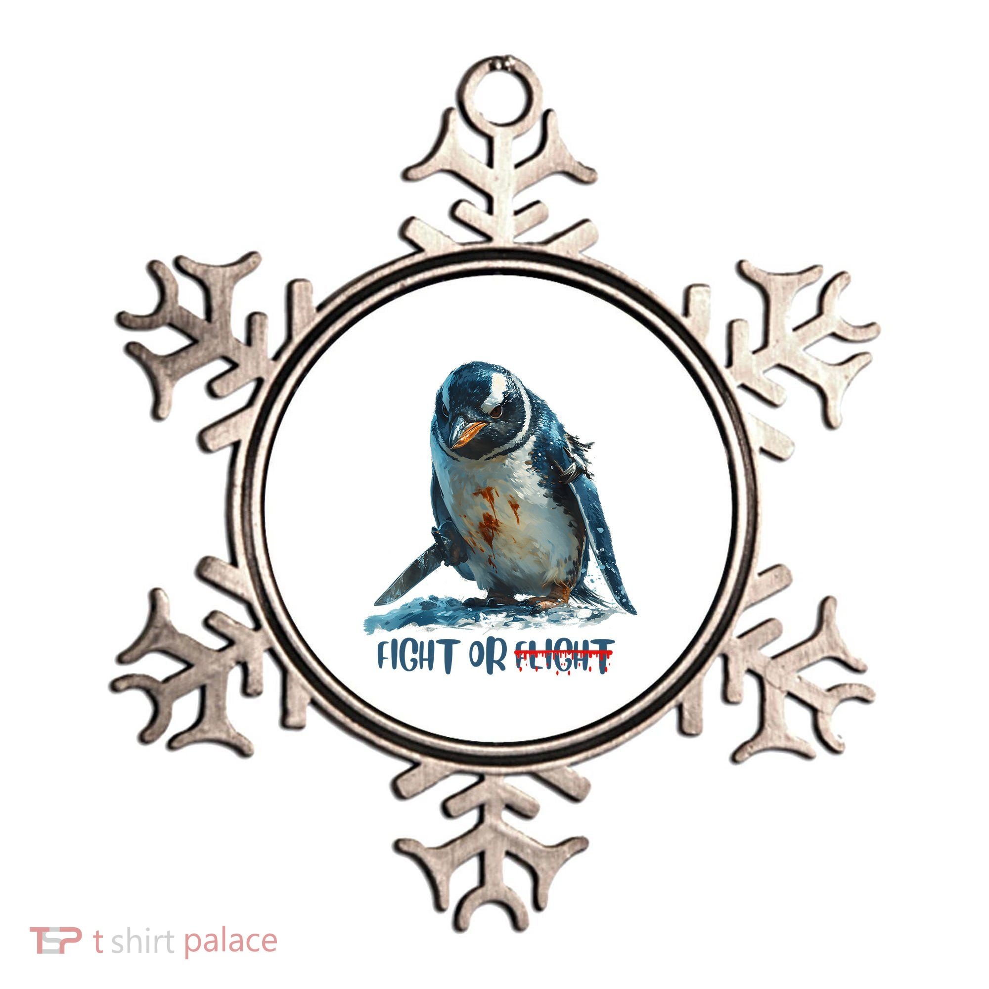 Fight Or Flight Funny Penguin Quote Ornament