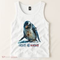 Fight Or Flight Funny Penguin Quote Tank Top thumb 2