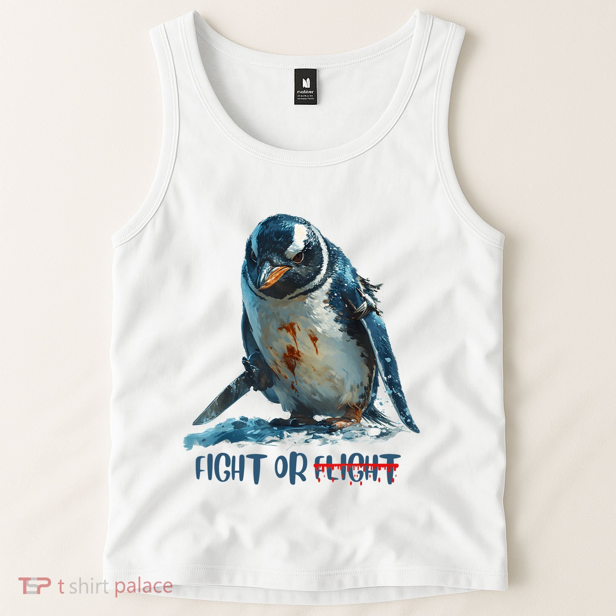 Fight Or Flight Funny Penguin Quote Tank Top