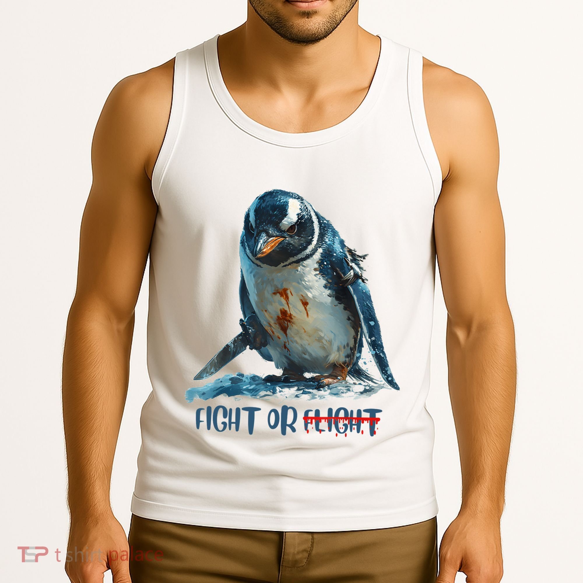 Fight Or Flight Funny Penguin Quote Tank Top