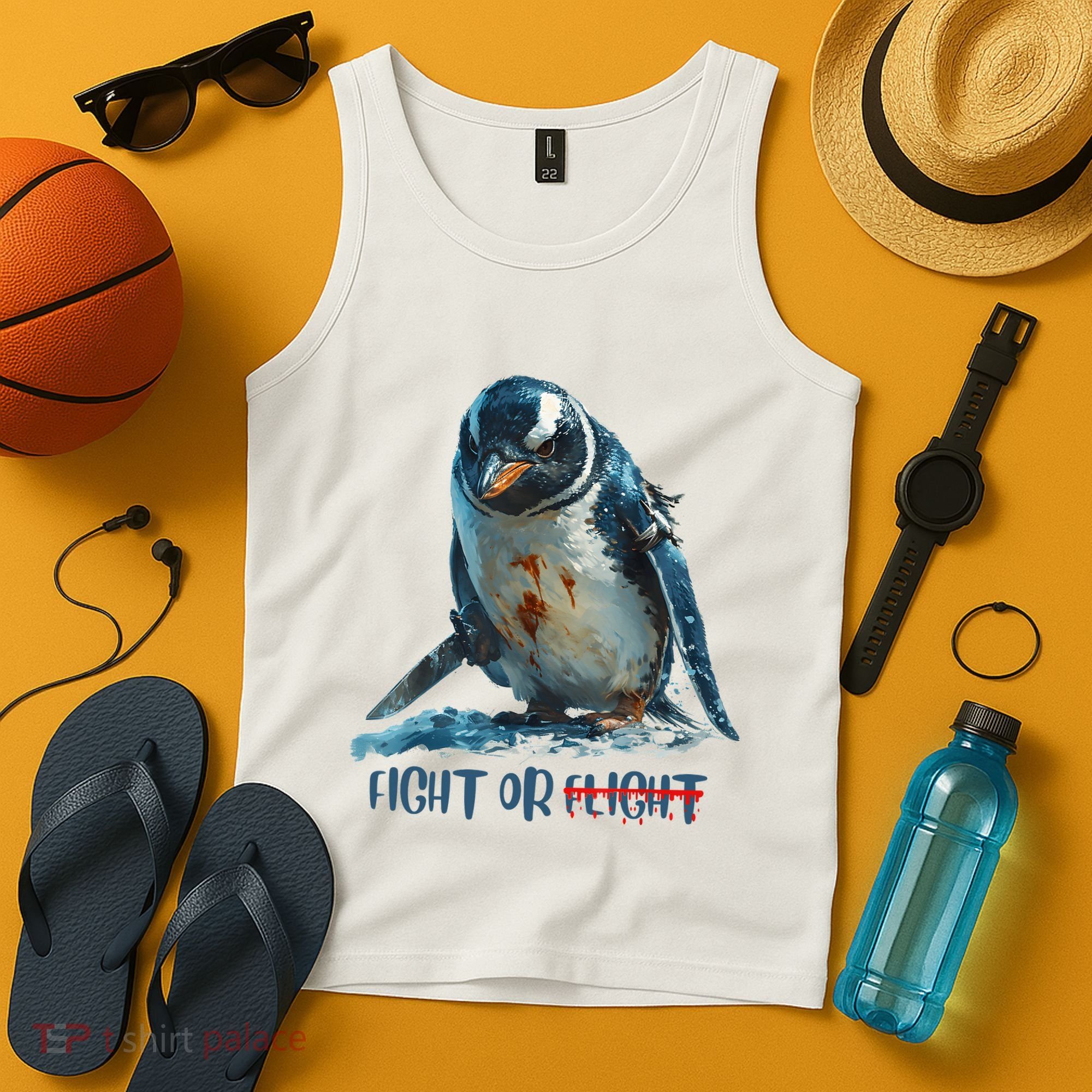 Fight Or Flight Funny Penguin Quote Tank Top