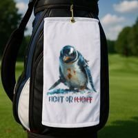 Fight Or Flight Funny Penguin Quote Golf Towel thumb 2