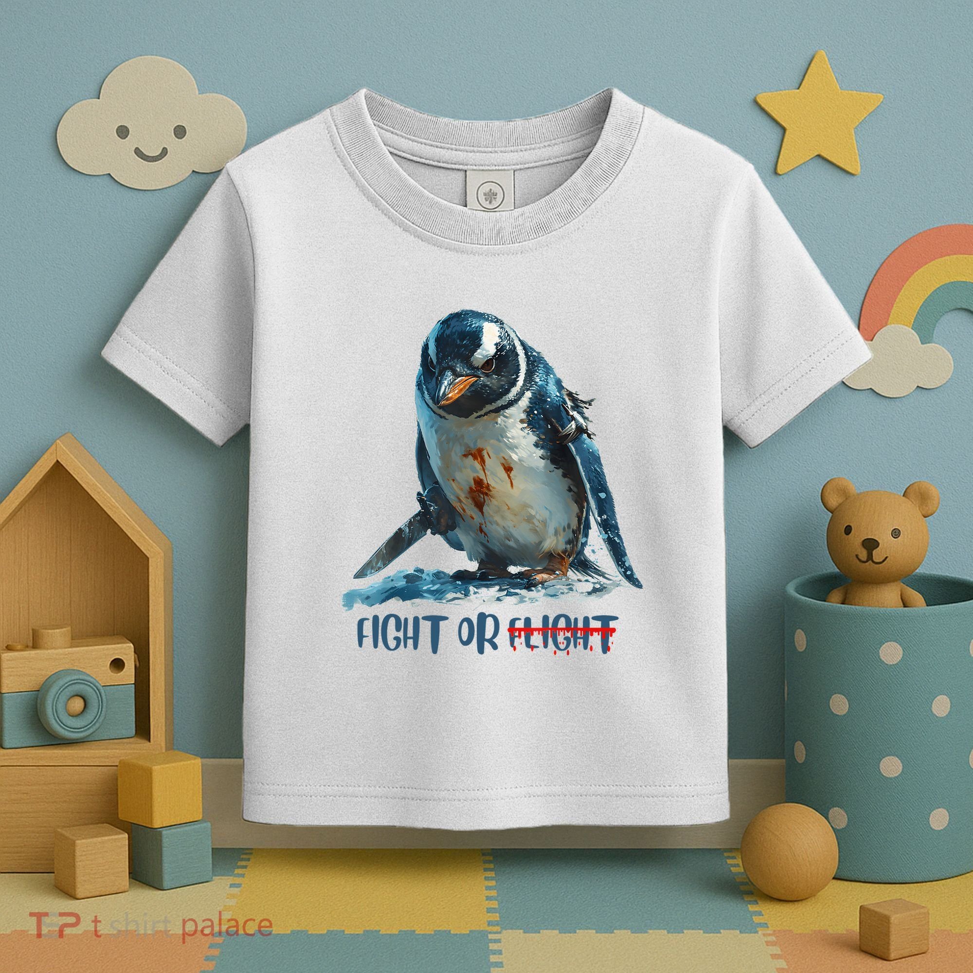Fight Or Flight Funny Penguin Quote Toddler T-Shirt