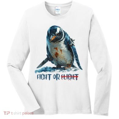 Fight Or Flight Funny Penguin Quote Women's Long Sleeve Shirt