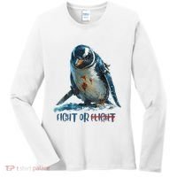 Fight Or Flight Funny Penguin Quote Women's Long Sleeve Shirt thumb 0
