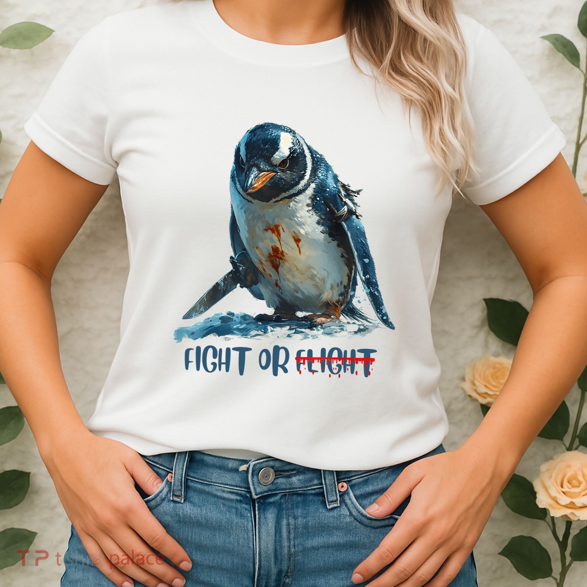 Fight Or Flight Funny Penguin Quote Women's T-Shirt