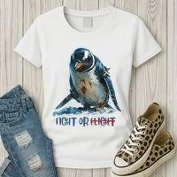 Fight Or Flight Funny Penguin Quote Women's T-Shirt thumb 3