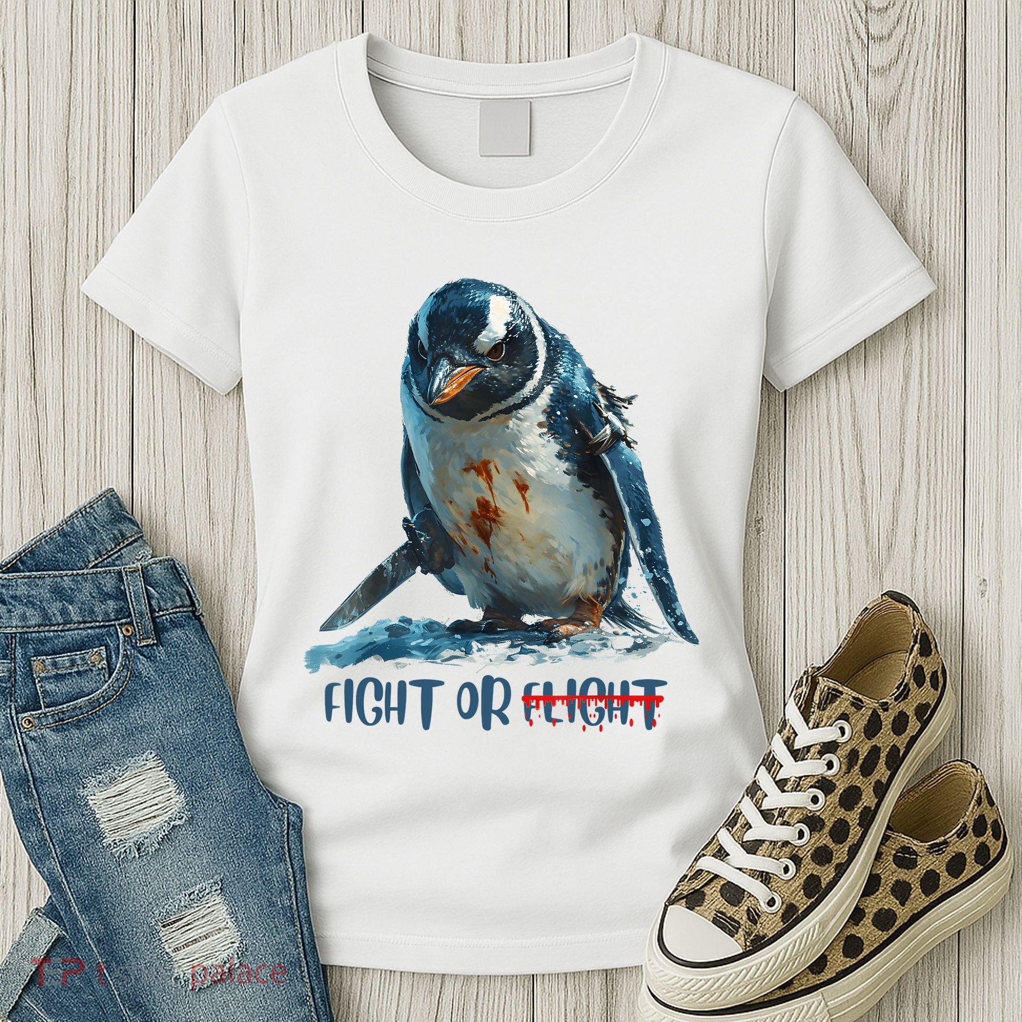 Fight Or Flight Funny Penguin Quote Women's T-Shirt