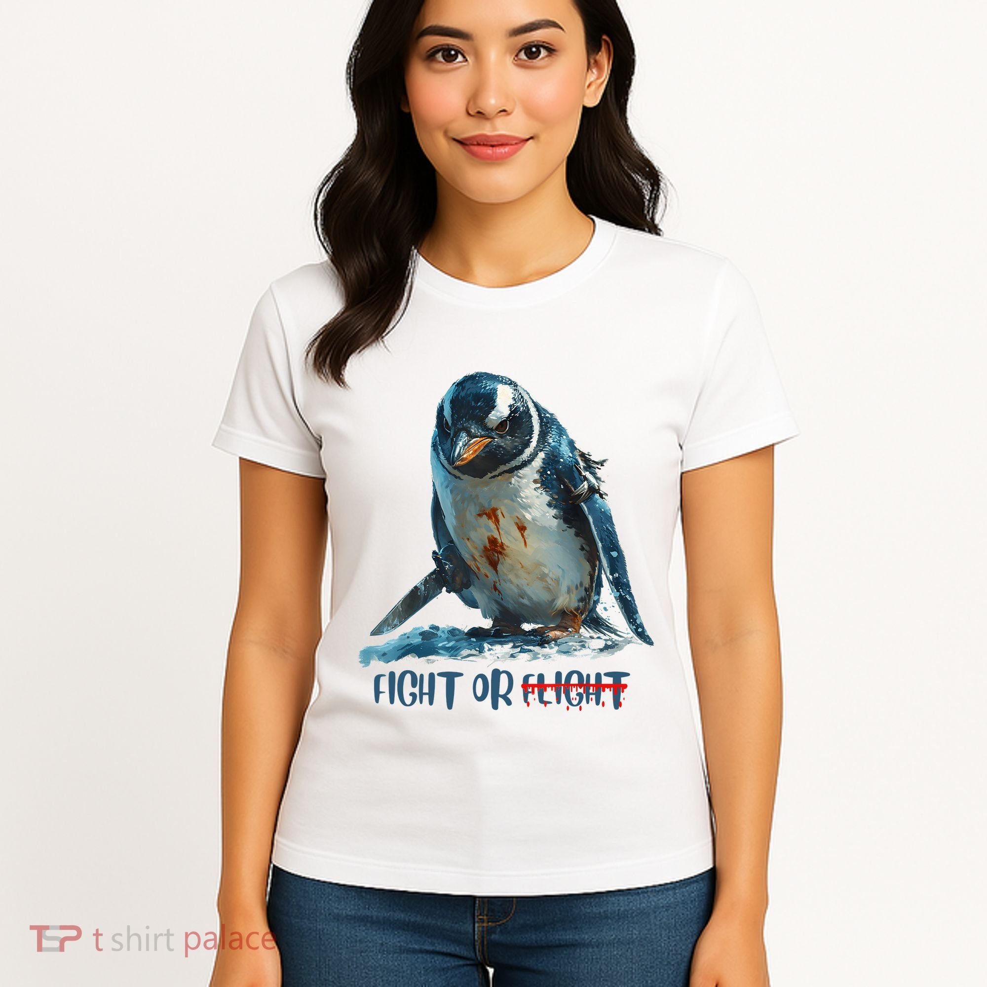 Fight Or Flight Funny Penguin Quote Women's T-Shirt