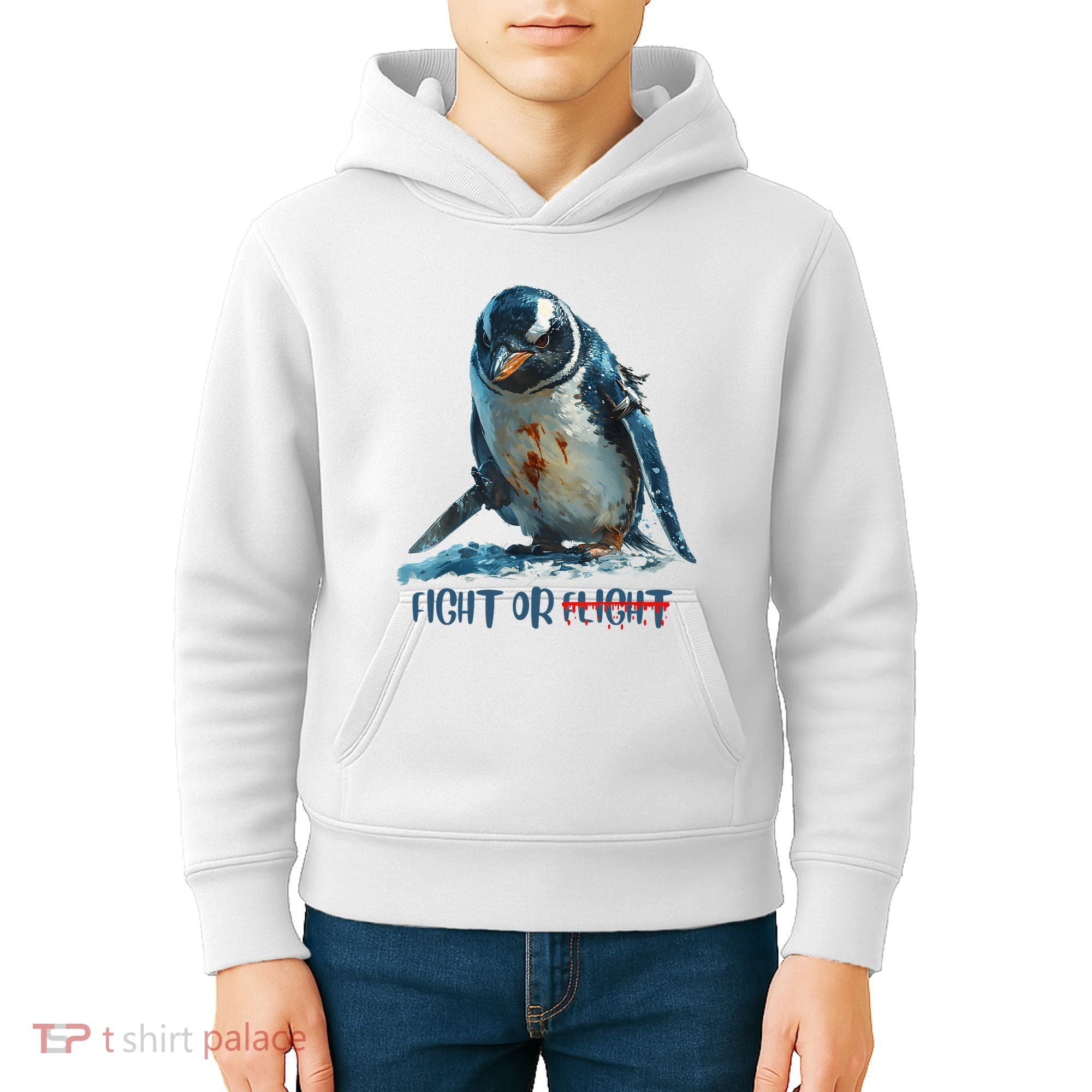 Fight Or Flight Funny Penguin Quote Kids Hoodie