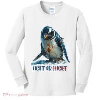 Fight Or Flight Funny Penguin Quote Kids Long Sleeve Shirt thumb 0