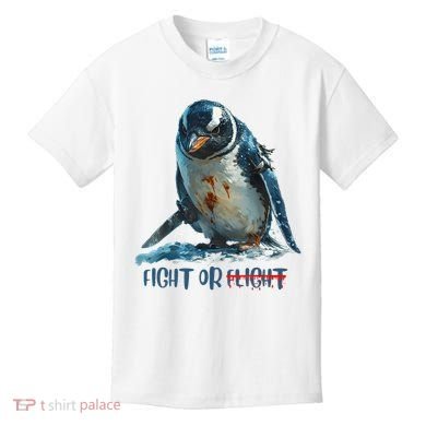 Fight Or Flight Funny Penguin Quote Kids T-Shirt