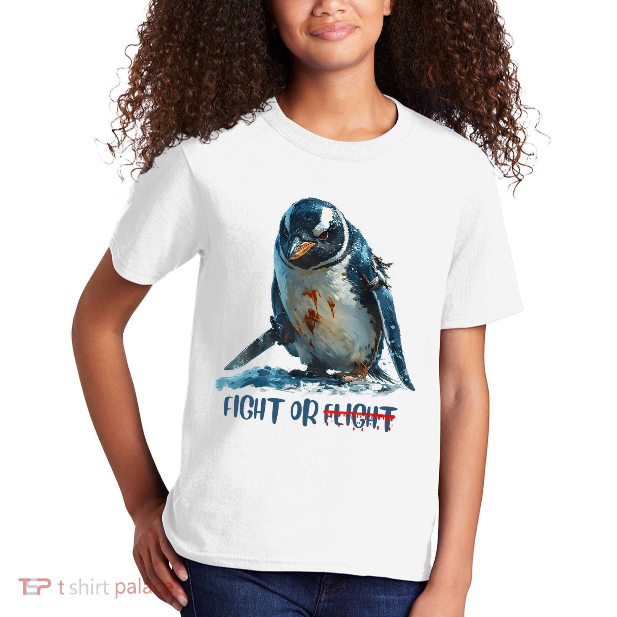 Fight Or Flight Funny Penguin Quote Kids T-Shirt