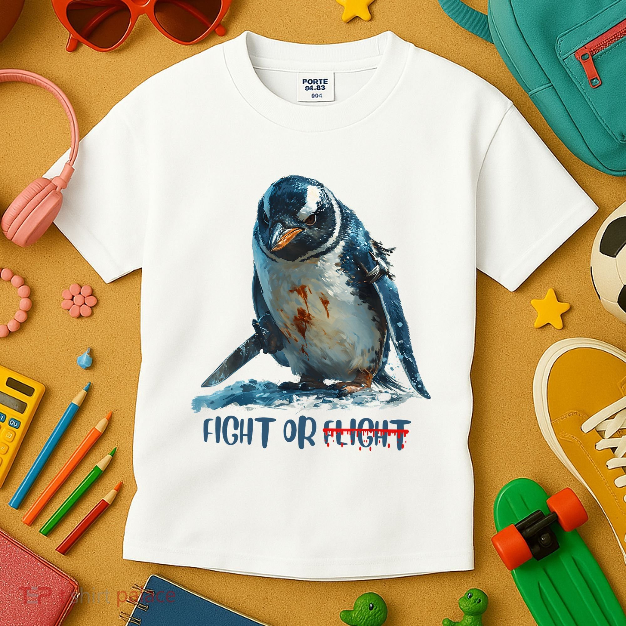 Fight Or Flight Funny Penguin Quote Kids T-Shirt