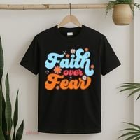 Faith Over Fear Floral Vintage Retro T-Shirt thumb 2