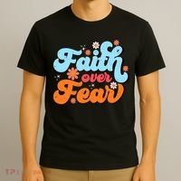 Faith Over Fear Floral Vintage Retro T-Shirt thumb 3