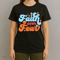 Faith Over Fear Floral Vintage Retro T-Shirt thumb 4