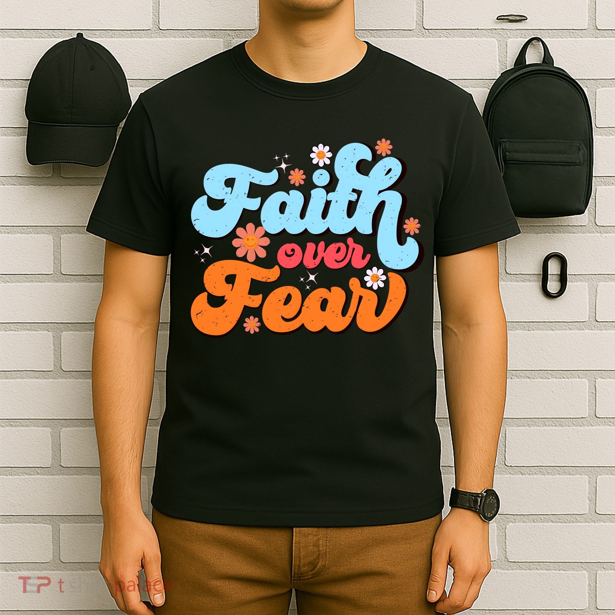 Faith Over Fear Floral Vintage Retro T-Shirt