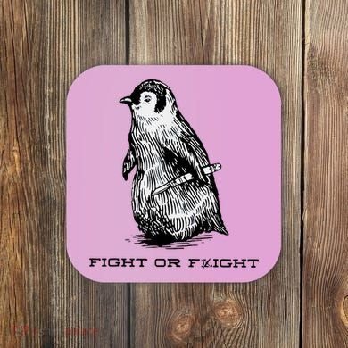 Fight Or Flight Funny Penguin Pun Fight Or Flight Meme Coaster
