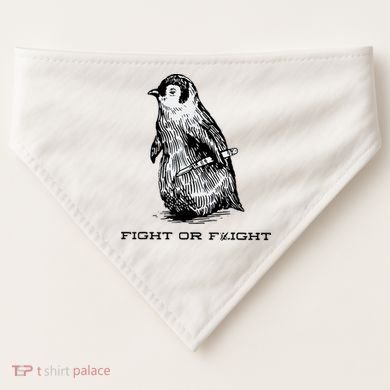 Fight Or Flight Funny Penguin Pun Fight Or Flight Meme USA-Made Doggie Bandana