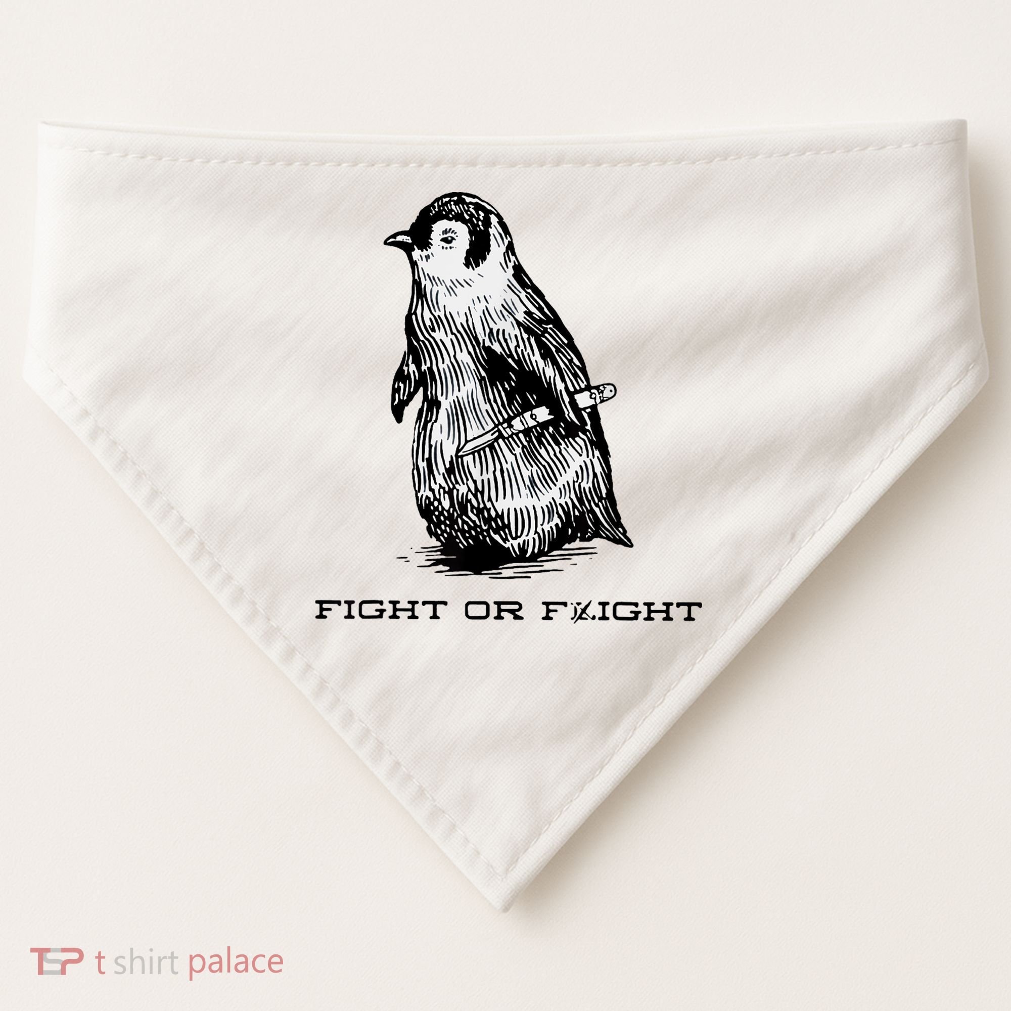 Fight Or Flight Funny Penguin Pun Fight Or Flight Meme USA-Made Doggie Bandana