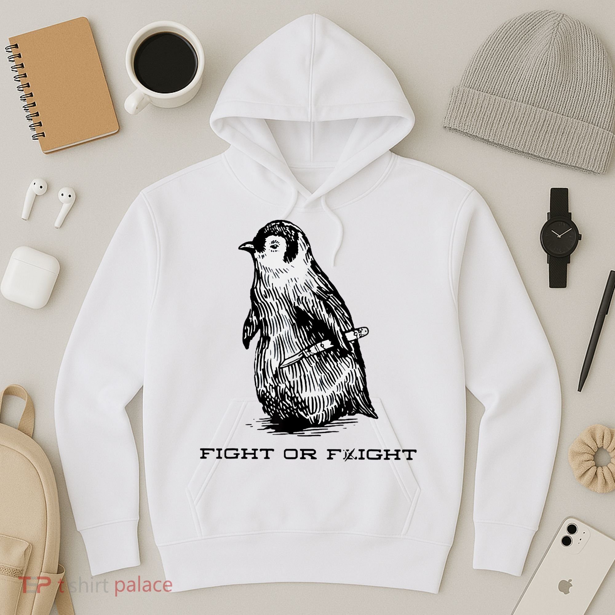 Fight Or Flight Funny Penguin Pun Fight Or Flight Meme Hoodie