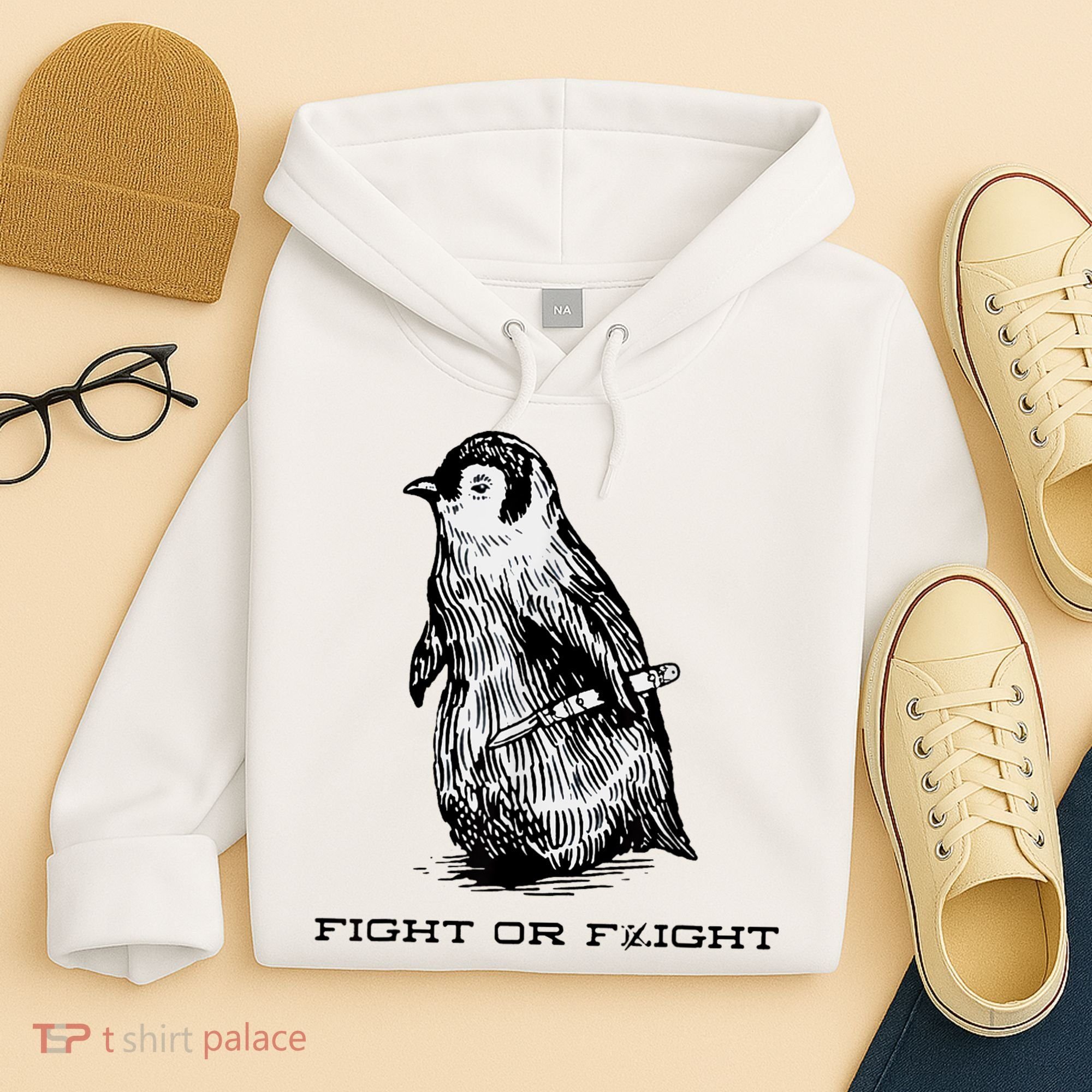 Fight Or Flight Funny Penguin Pun Fight Or Flight Meme Hoodie