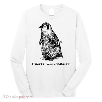 Fight Or Flight Funny Penguin Pun Fight Or Flight Meme Long Sleeve Shirt