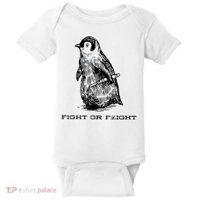 Fight Or Flight Funny Penguin Pun Fight Or Flight Meme Baby Bodysuit